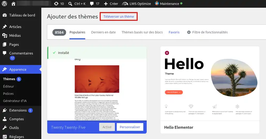 Comment installer le th&egrave;me Extra ?