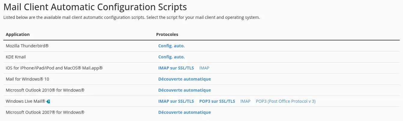 O&ugrave; trouver les param&egrave;tres IMAP, POP et SMTP d&rsquo;une adresse e-mail cPanel ?