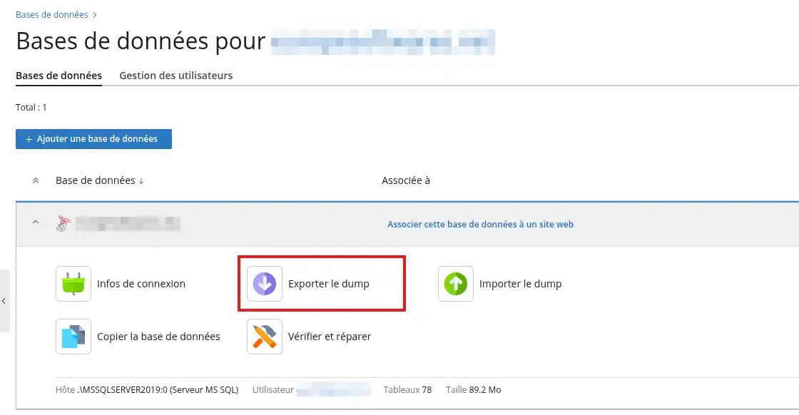 Click to display the original image Transferir uma base SQL Server entre Plesk e um servidor SQL Server com SSMS