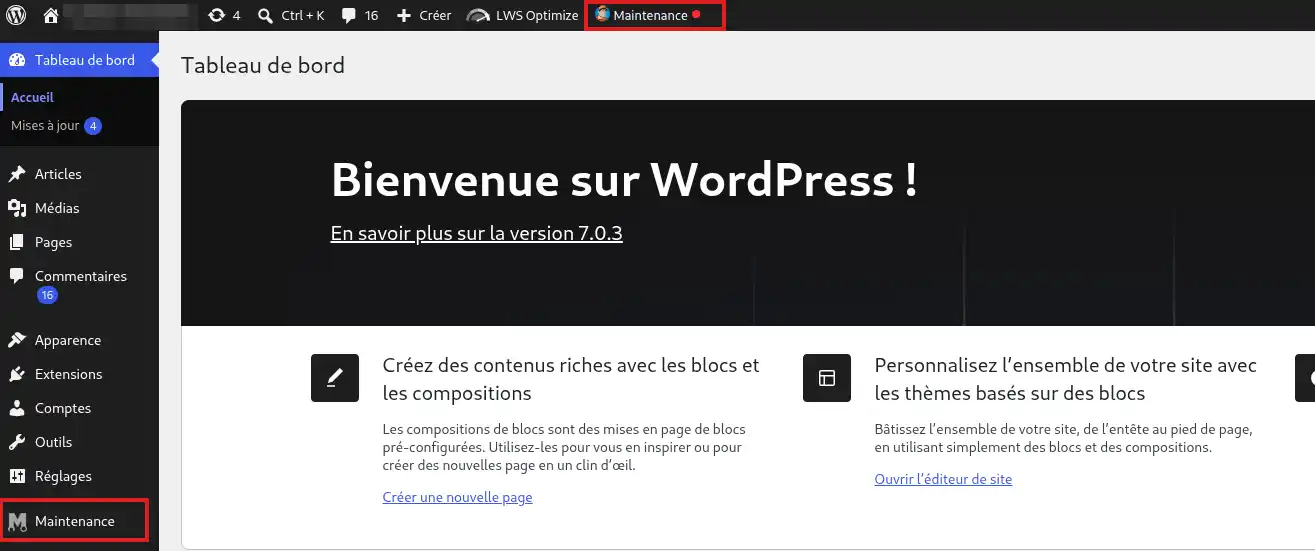 Comment placer Wordpress en mode maintenance