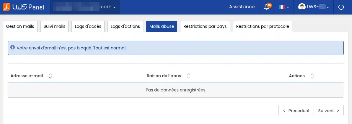 Comprendre et r&eacute;soudre le blocage SMTP pour Mail Abuse sur LWS Panel
