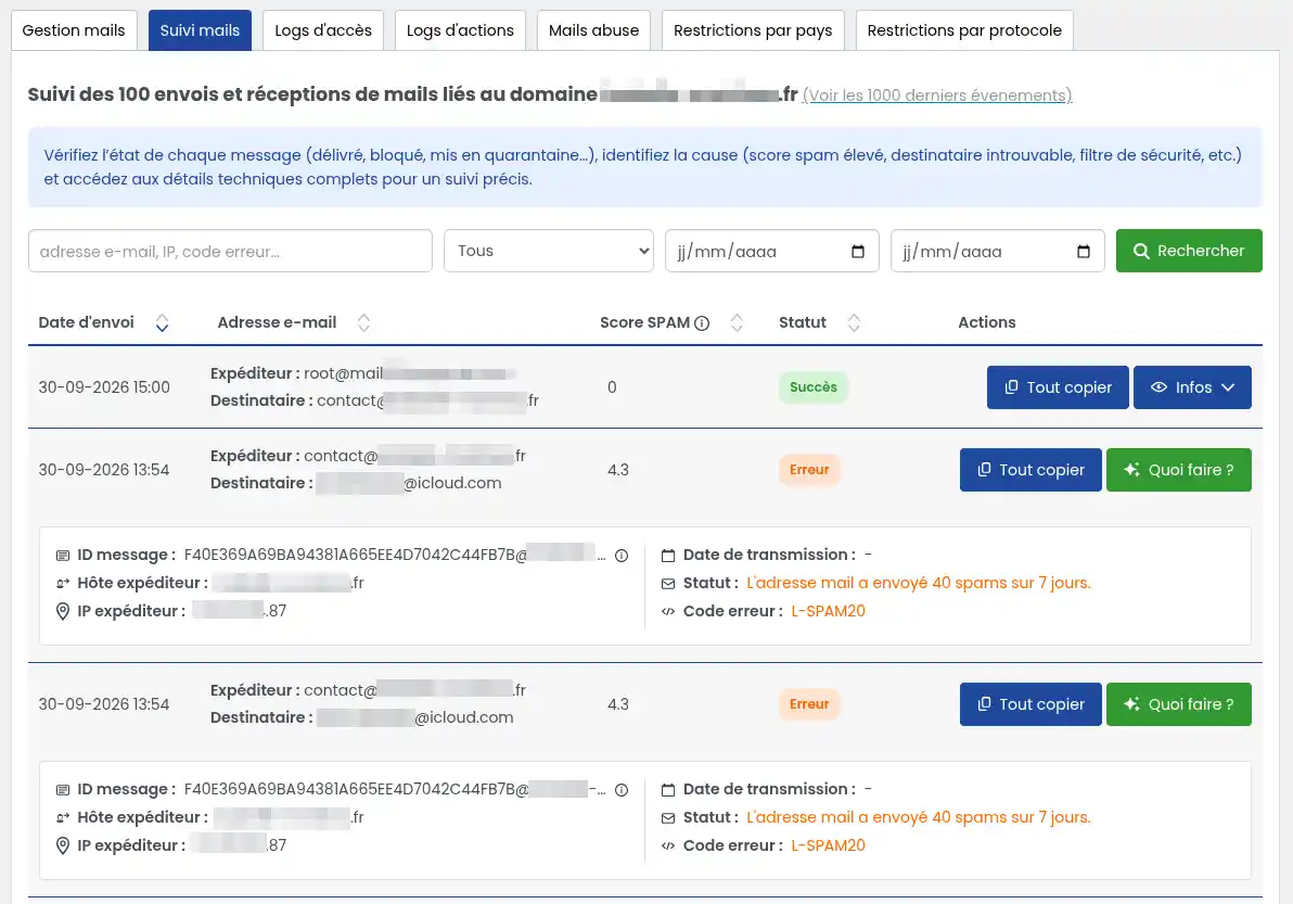 Comprendre et r&eacute;soudre le blocage SMTP pour Mail Abuse sur LWS Panel