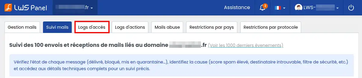 Utiliser le suivi des mails sur le LWS Panel