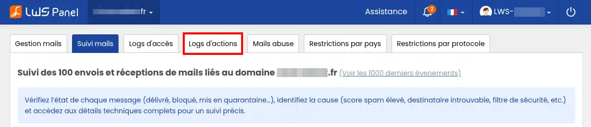 Utiliser le suivi des mails sur le LWS Panel