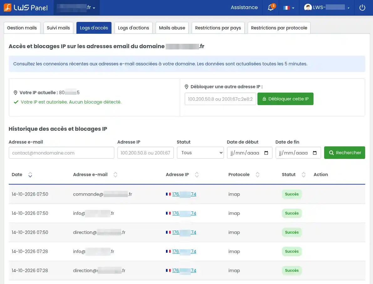 Utiliser le suivi des mails sur le LWS Panel