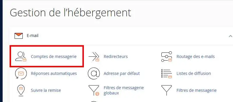 Comment Utiliser l'outil Comptes De Messagerie sur votre formule cPanel