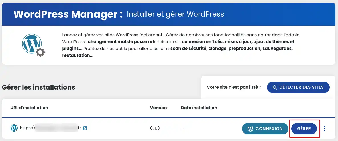 Comment gérer les mises à jour de mon site Wordpress avec le WP Manager ?