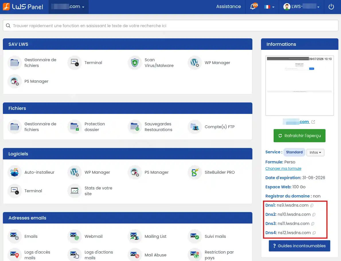 Comment lier un domaine externe &agrave; un h&eacute;bergement ou service mail LWS
