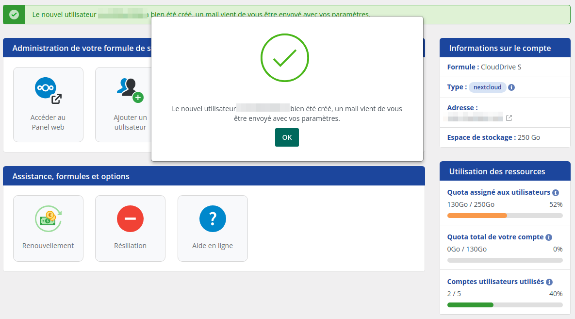 Comment ajouter ou supprimer un utilisateur &agrave; ma formule Nextcloud