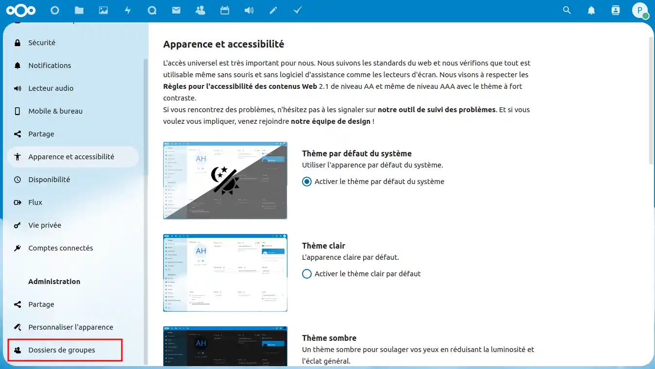 Nextcloud Pro Gestion des Dossiers de Groupe par l'utilisateur manager