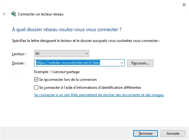 Connexion à un Serveur WebDAV sous Windows