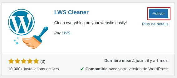 How do I clean my WordPress site with LWS Cleaner?