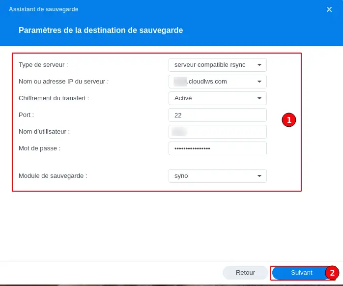 How can I back up my Synology NAS on the LWS Cloud with Rsync?