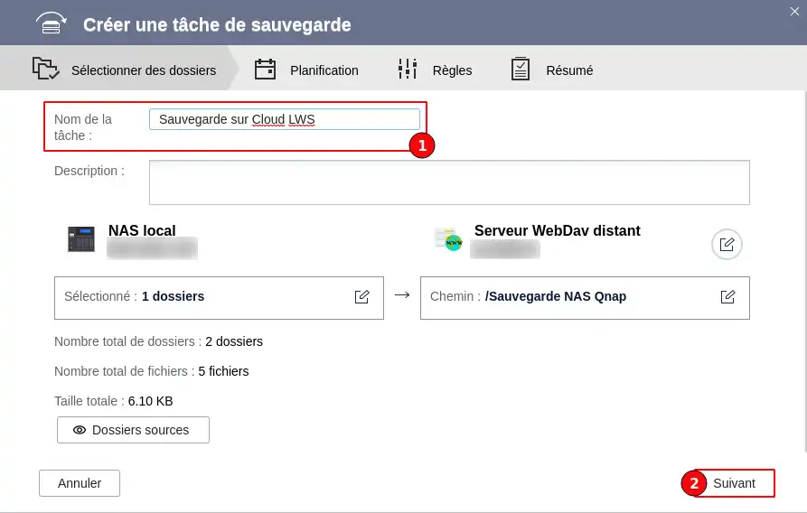 How do I back up my Qnap NAS on the LWS Cloud with WebDav?