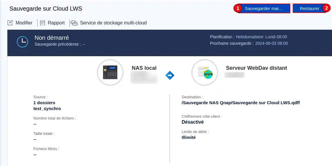 How do I back up my Qnap NAS on the LWS Cloud with WebDav?