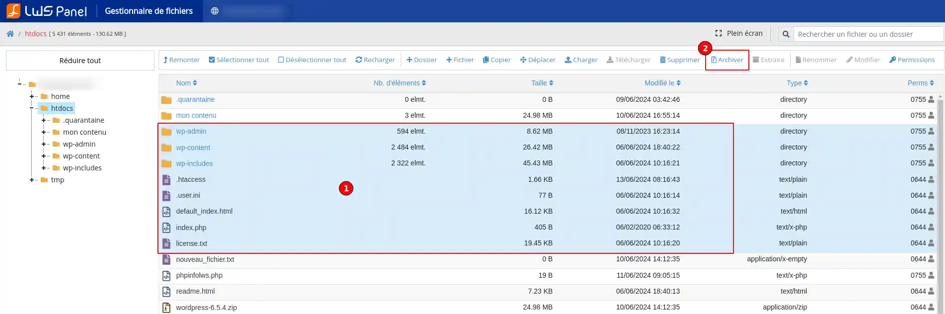 Komprimieren und Entkomprimieren von Dateien über den Dateimanager