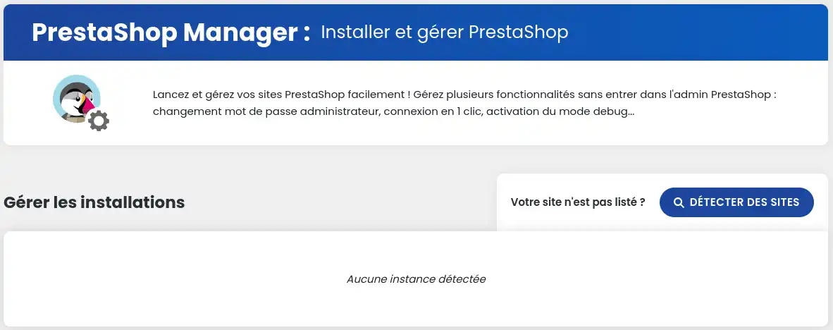 Como é que procuro instalações Prestashop no meu alojamento?