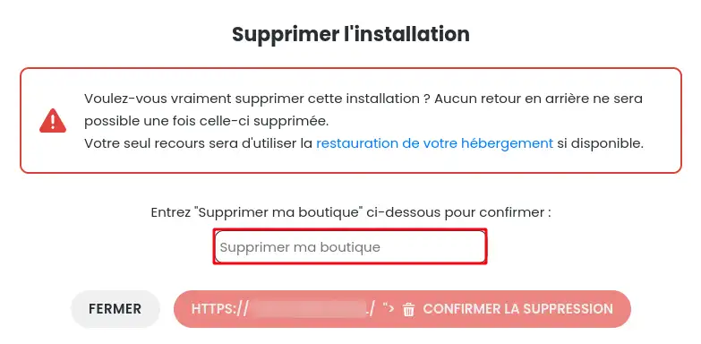 ¿Cómo puedo eliminar mi sitio Prestashop utilizando PS Manager?