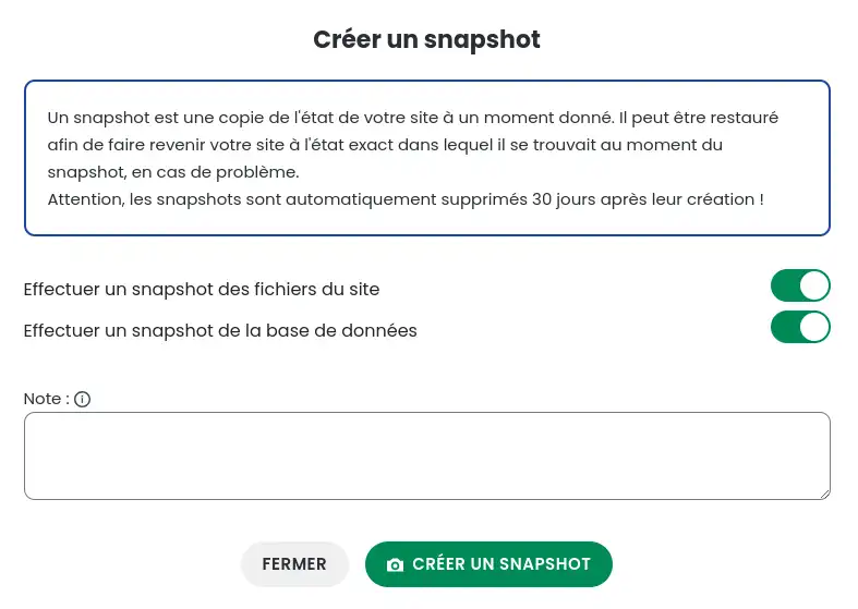 How do I create and restore Prestashop Snapshots using the Manager?