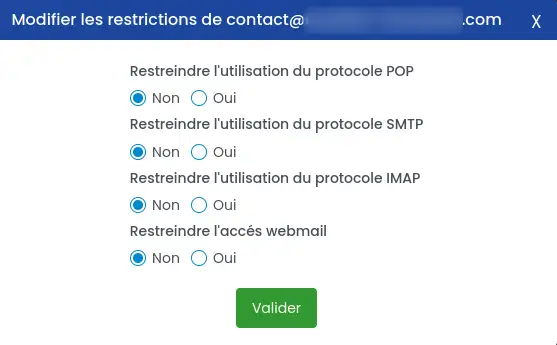 Configurer des restrictions pour mon adresse email ?