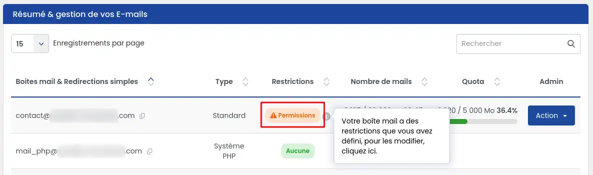 Configurer des restrictions pour mon adresse email ?