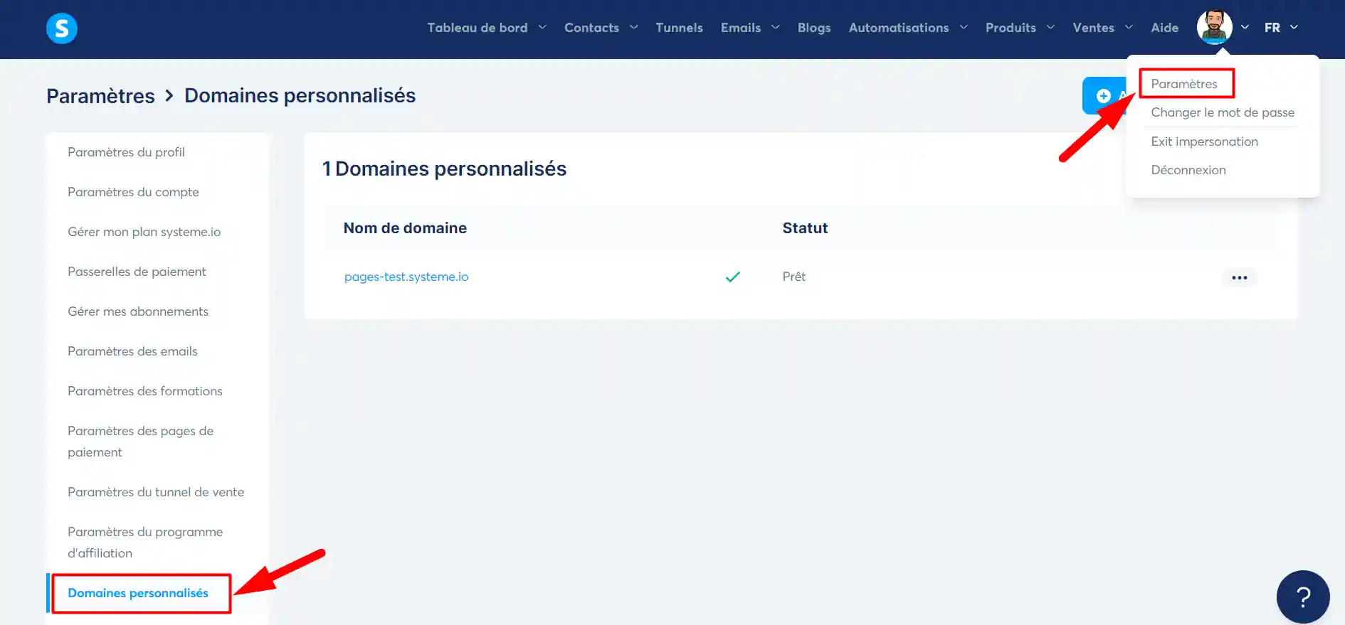 Comment lier mon nom de domaine à Systeme.io