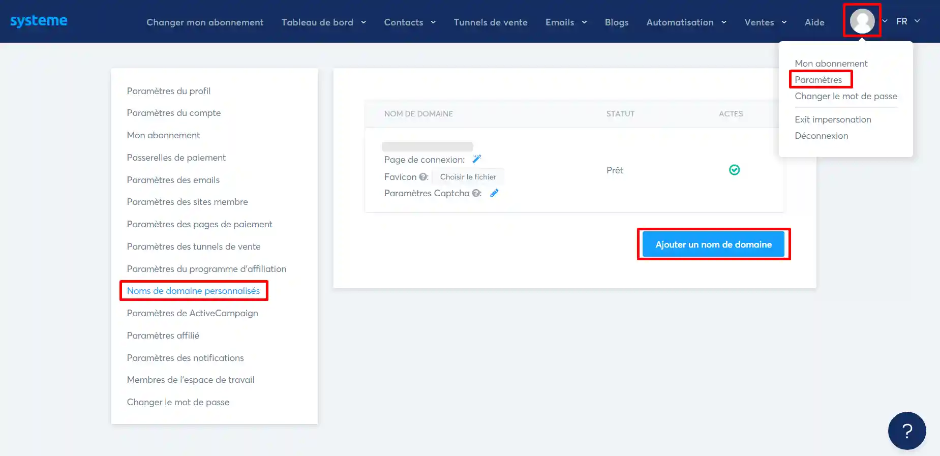 Comment lier mon nom de domaine à Systeme.io