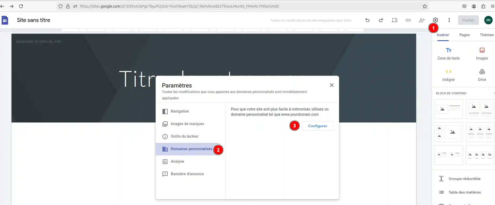 Comment lier mon nom de domaine à Google sites