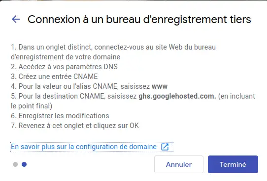 Comment lier mon nom de domaine à Google sites