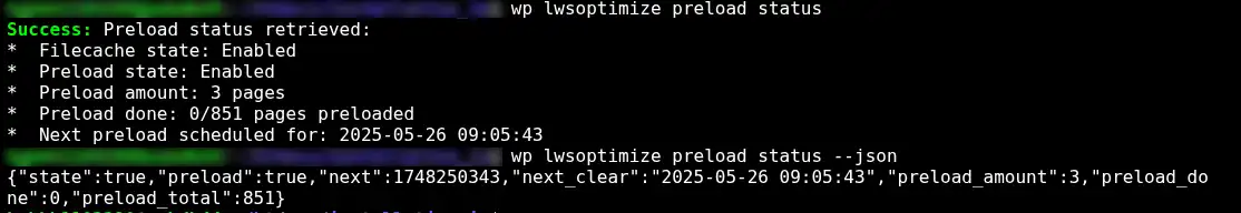 How can I use WP-CLI to control LWSOptimize?