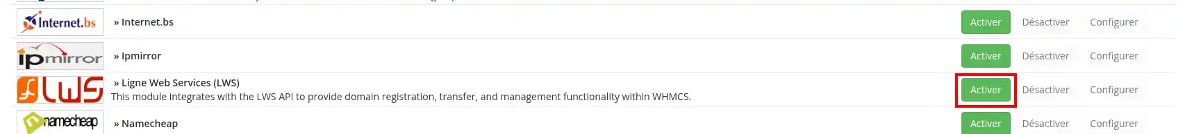 Comment lier l'API LWS à son service WHMCS ?
