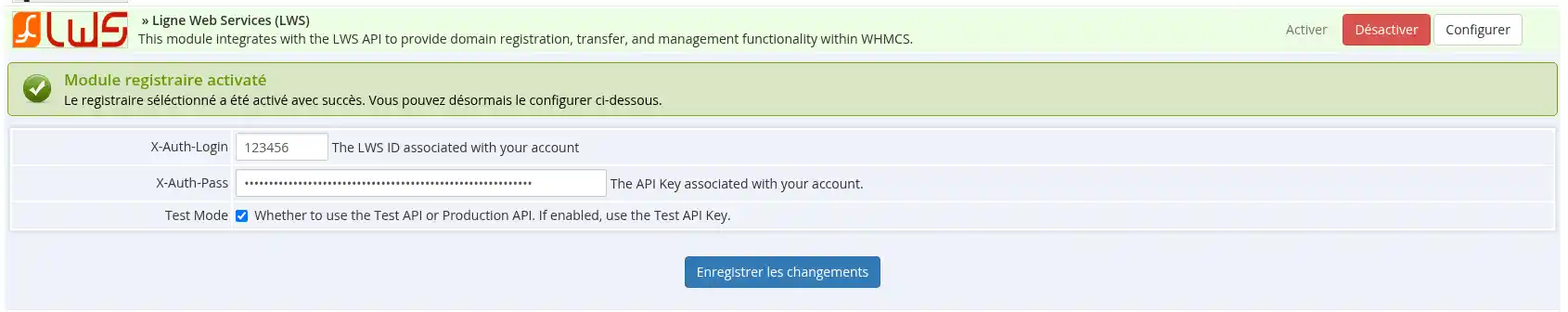 Comment lier l'API LWS à son service WHMCS ?