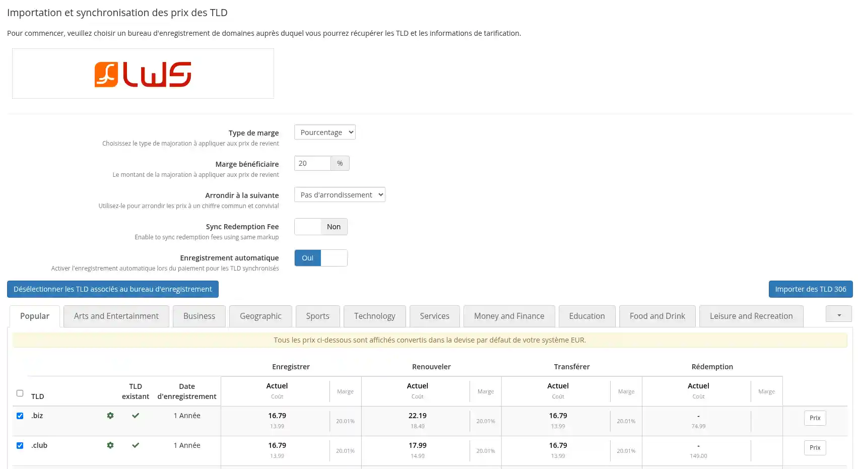 Comment lier l'API LWS à son service WHMCS ?