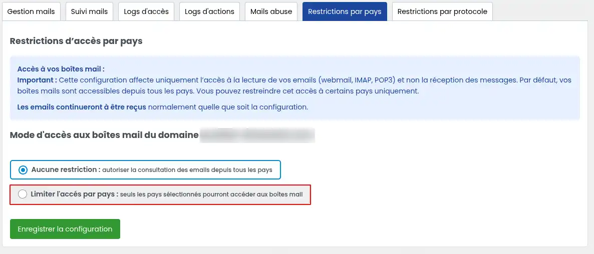 Wie kann ich den Zugriff für meine E-Mail-Adresse nach Land einschränken?