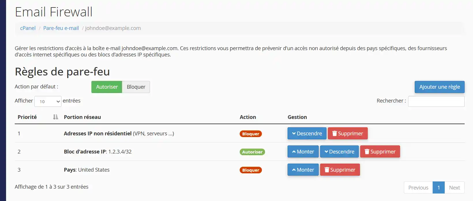 Limiter l'accès à votre boîte email sur cPanel avec un pare-feu