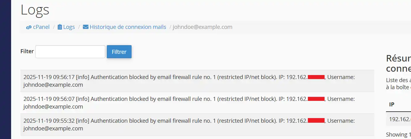 Limiter l'accès à votre boîte email sur cPanel avec un pare-feu