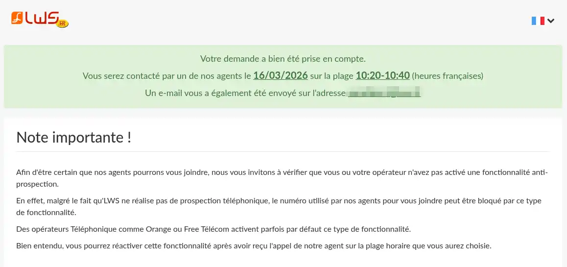 Comment contacter l'assistance technique de LWS ?