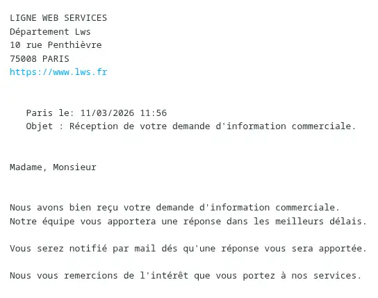 Comment contacter le support commercial de LWS ?