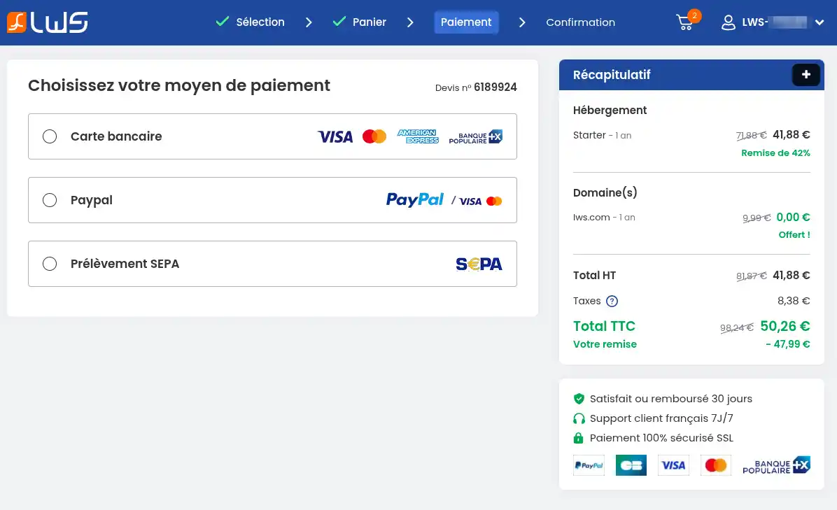 Click to display the original image Wie bestelle ich ein LWS Linux Webhosting?