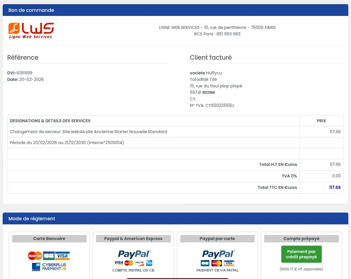 Cambiare i piani di hosting condiviso dall'area clienti LWS