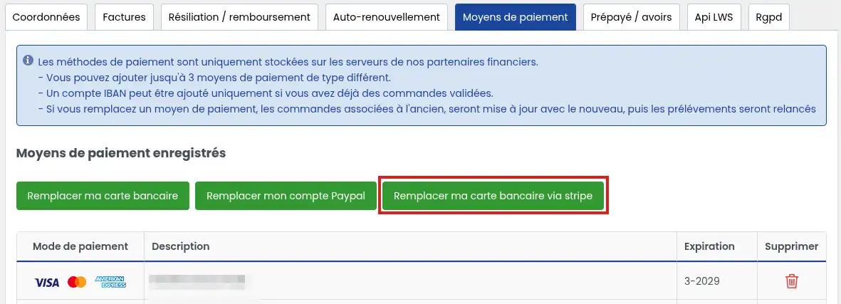 Renouvellement automatique - Activer / D&eacute;sactiver / G&eacute;rer