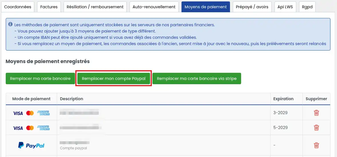 Renouvellement automatique - Activer / D&eacute;sactiver / G&eacute;rer