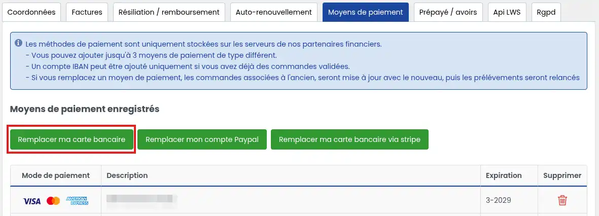 Renouvellement automatique - Activer / D&eacute;sactiver / G&eacute;rer