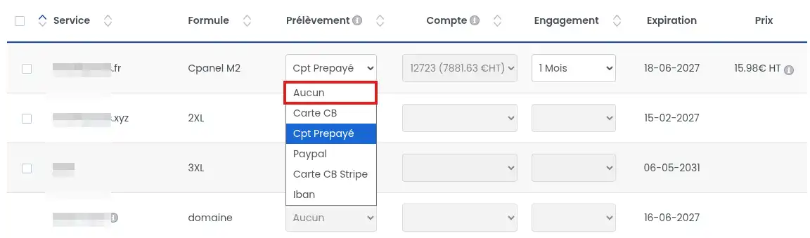 Renouvellement automatique - Activer / D&eacute;sactiver / G&eacute;rer