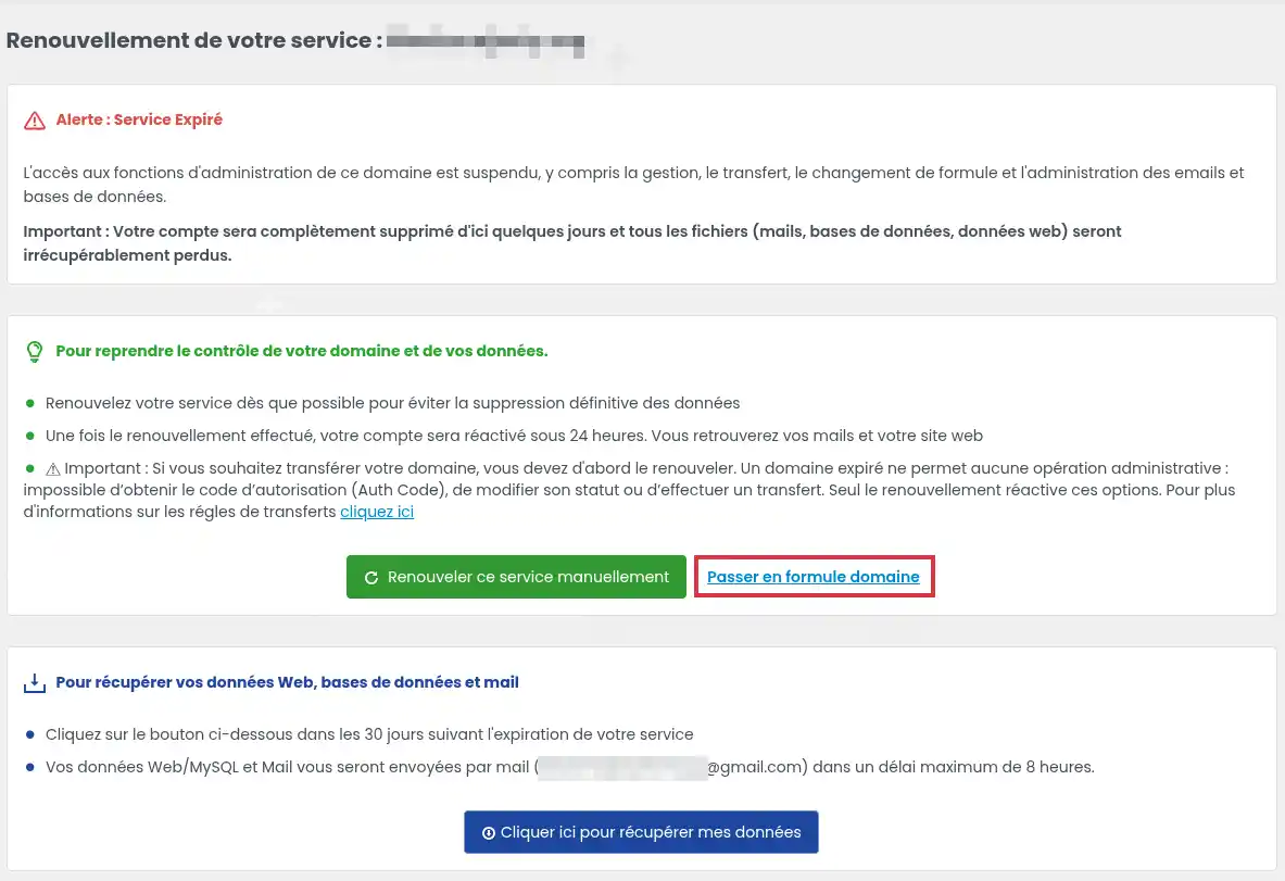 Comment renouveler uniquement votre nom de domaine sans l&rsquo;h&eacute;bergement web ?