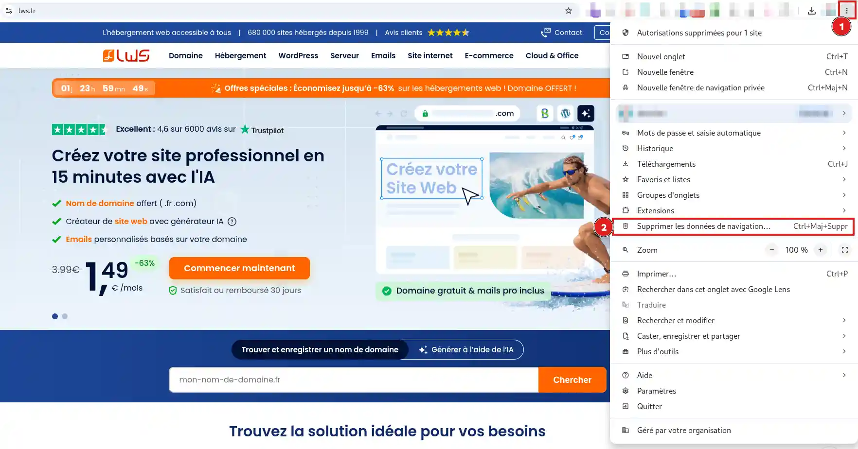 Click to display the original image Comment vider le cache de mon navigateur web sur un ordinateur ?