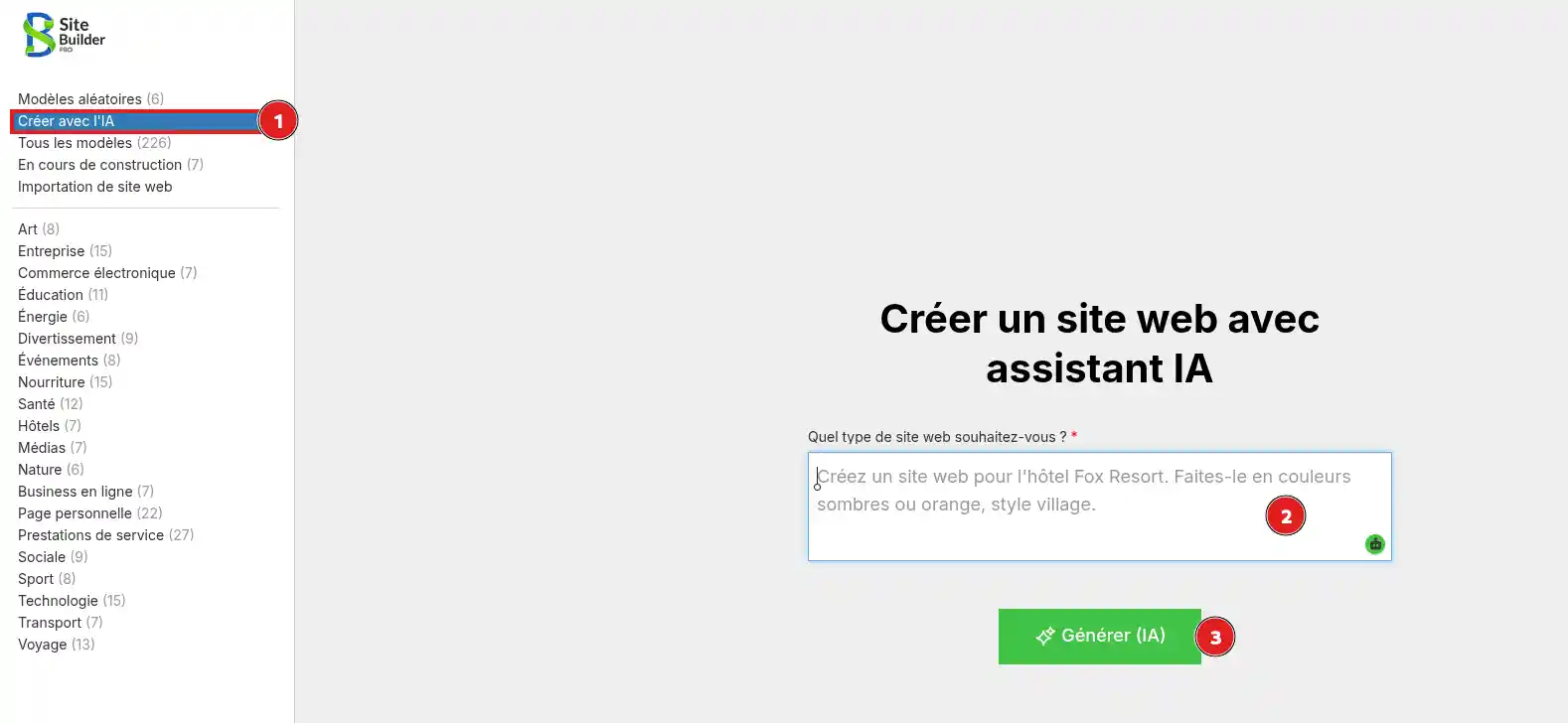 Comment utiliser l&rsquo;assistant IA de SiteBuilder Pro ?