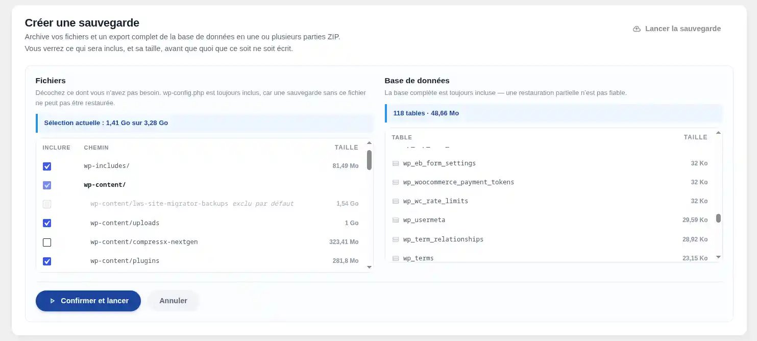 Comment cr&eacute;er et importer une sauvegarde WordPress sur le WPManager