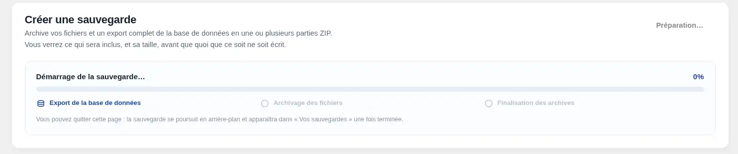 Comment cr&eacute;er et importer une sauvegarde WordPress sur le WPManager