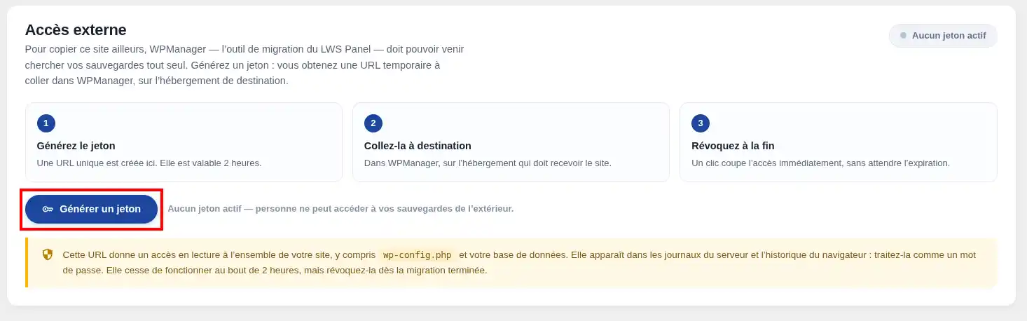 Comment cr&eacute;er et importer une sauvegarde WordPress sur le WPManager